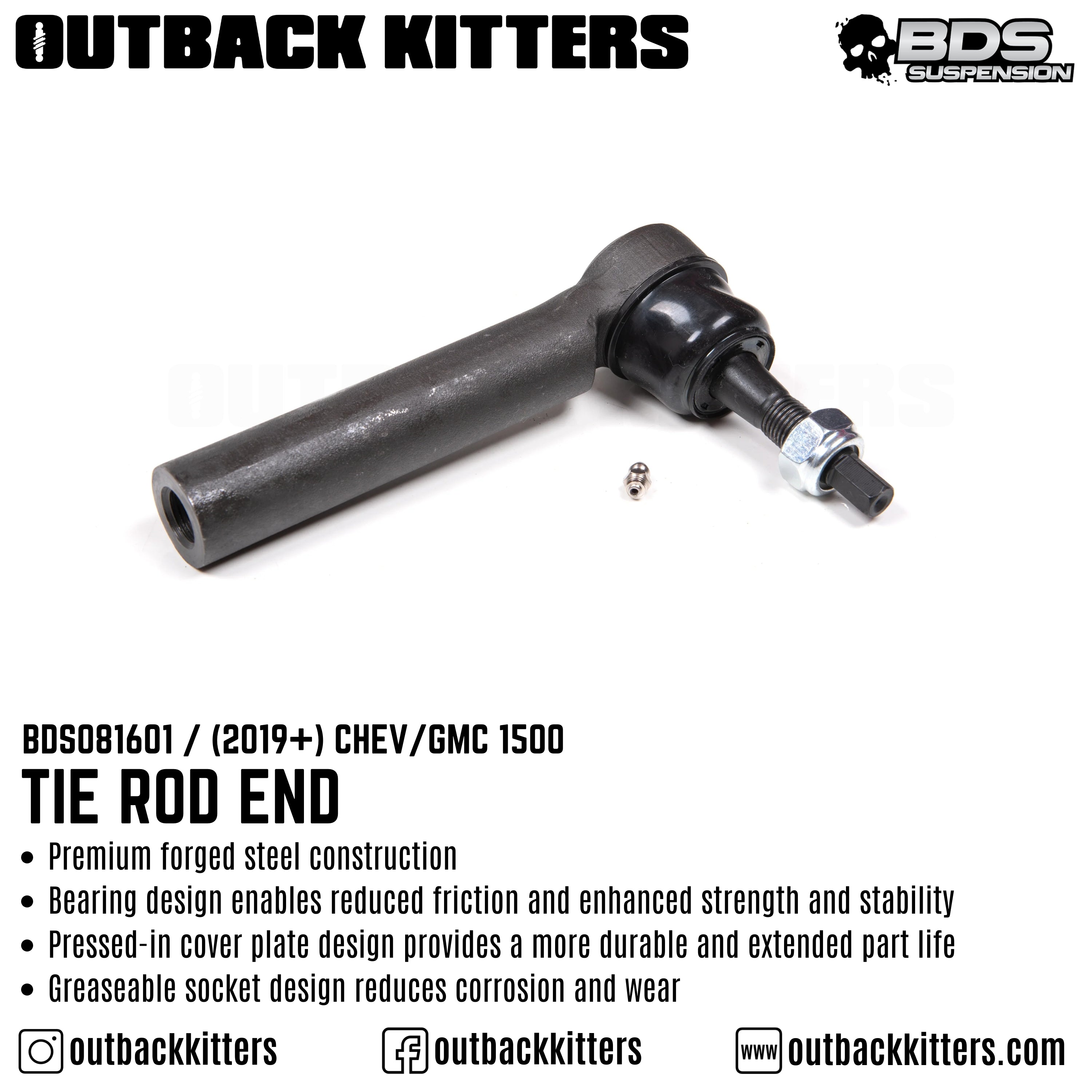 Tie Rod End for 2019-2024 Chevy Silverado / GMC 1500 - Outback Kitters