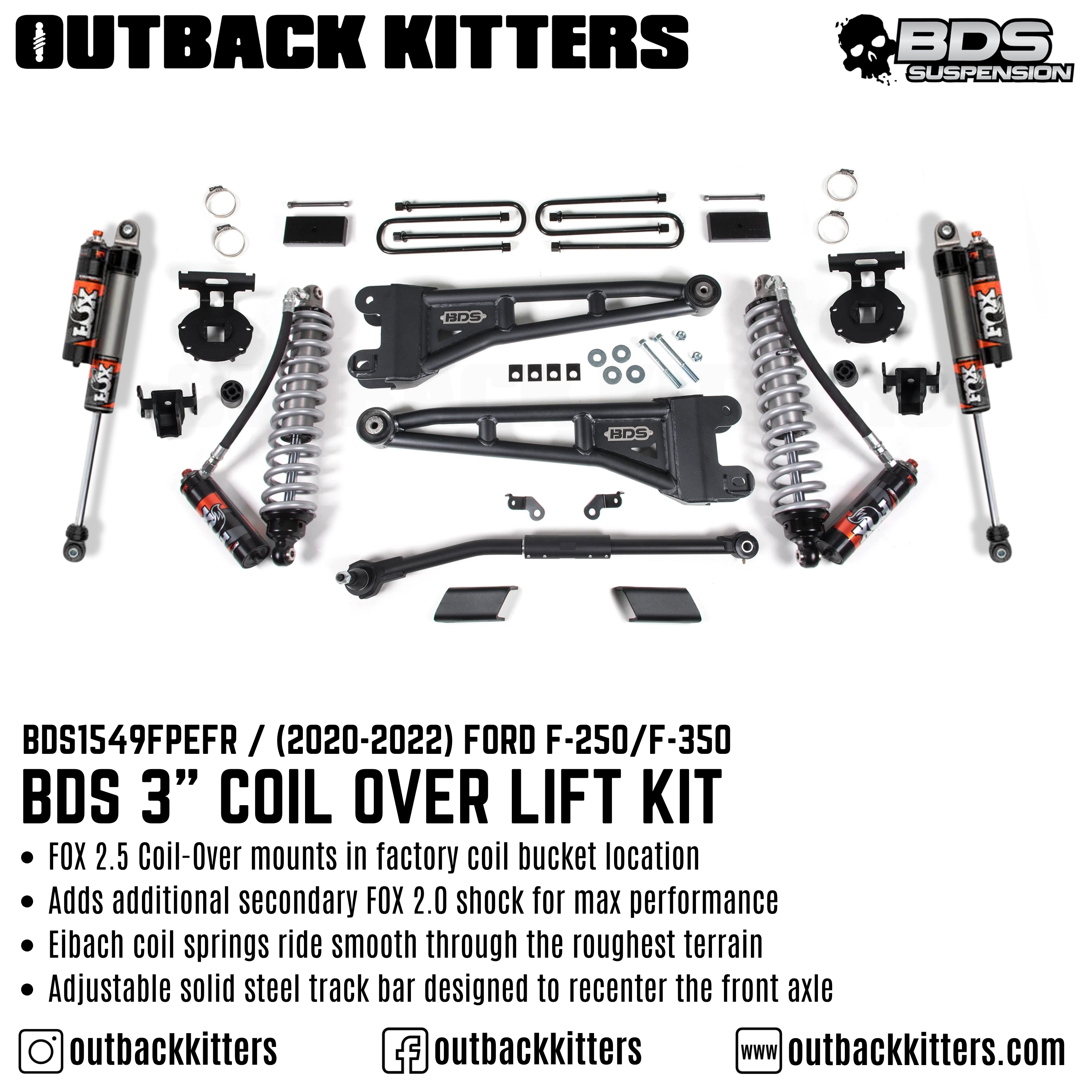 BDS Suspension 3" Coilover Lift Kit for 2020+ Ford F250 - Outback Kitters