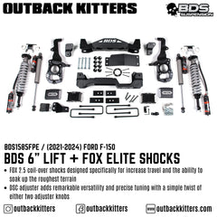 BDS Suspension - 6" Lift Kit for 2021+ Ford F150 with Fox 2.5 Performance Elite Shocks - Outback Kitters