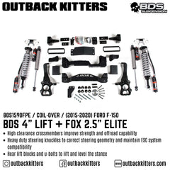BDS Suspension 4" Lift Kit for 2015-2020 Ford F150 with Fox Shocks - Outback Kitters
