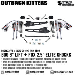 BDS Suspension 3" Lift Kit with Radius Arms for 2013-2018 Ram 3500 - Outback Kitters