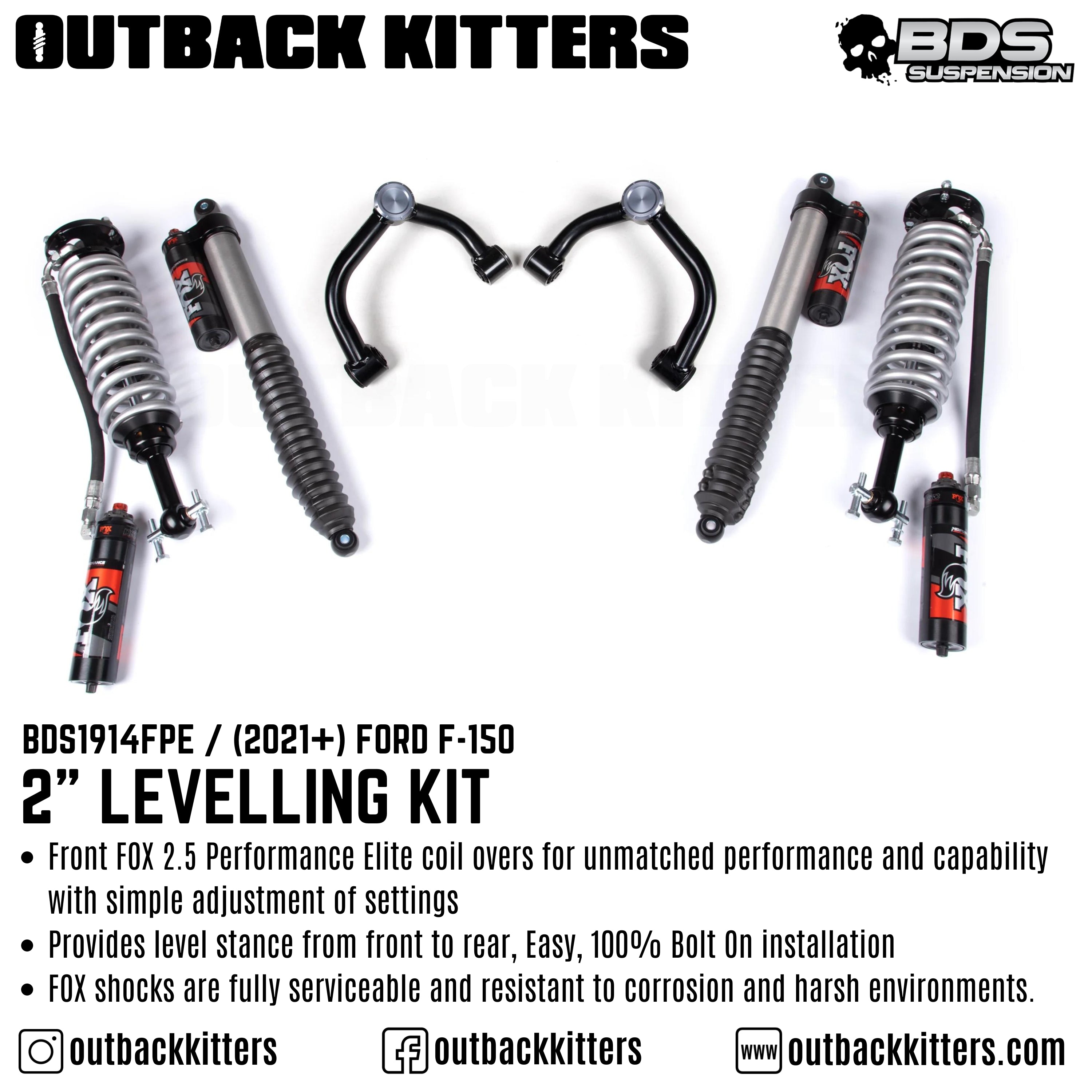 BDS Suspension 2" Levelling Kit for Ford F150 (2021+) - Outback Kitters
