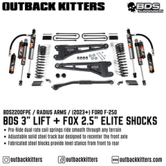 BDS Suspension 3" Lift Kit with Radium Arms for Ford F250 (2023) - Outback Kitters