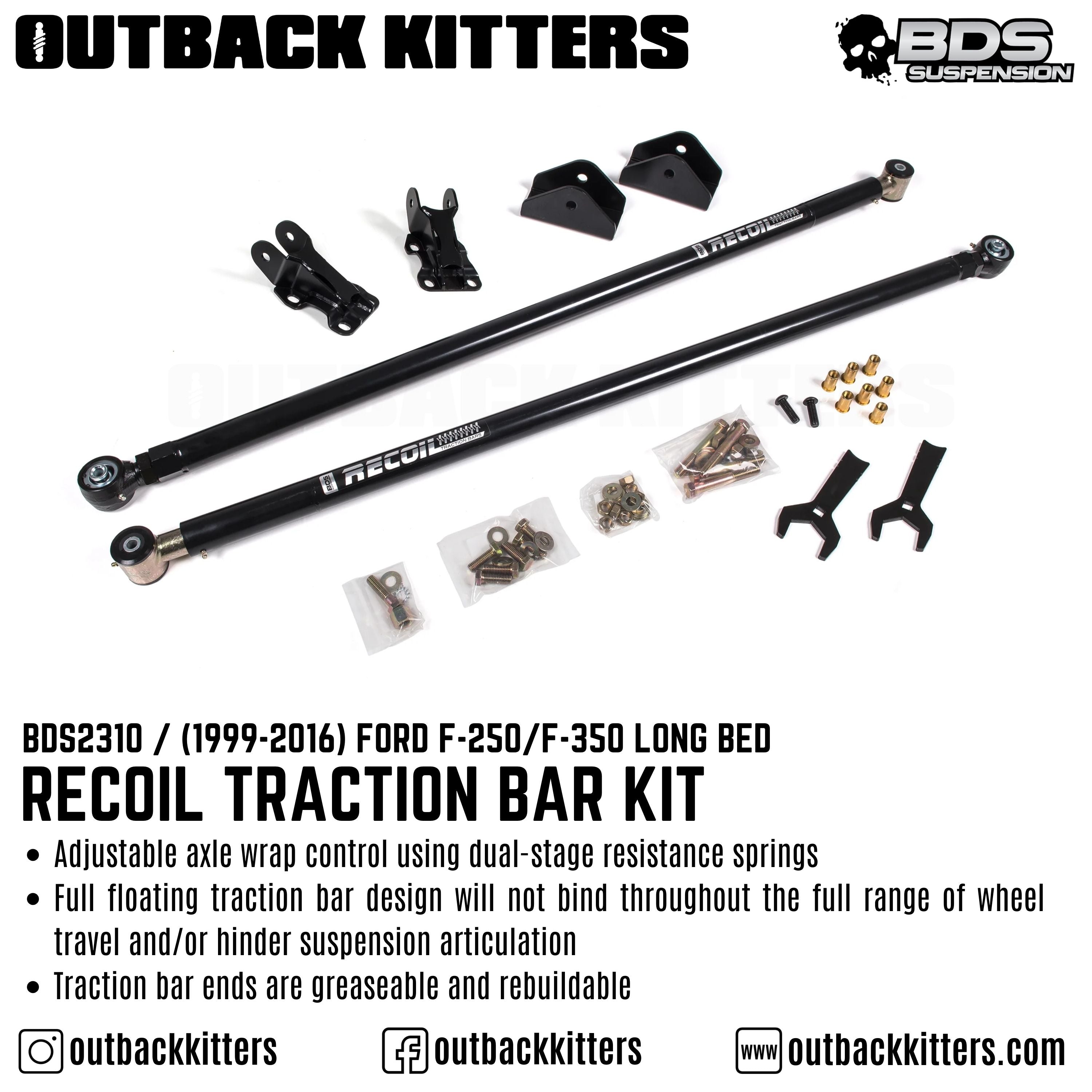 1999-2016 Ford F250/350 Recoil Traction Bar Kit - Long Bed - Outback Kitters