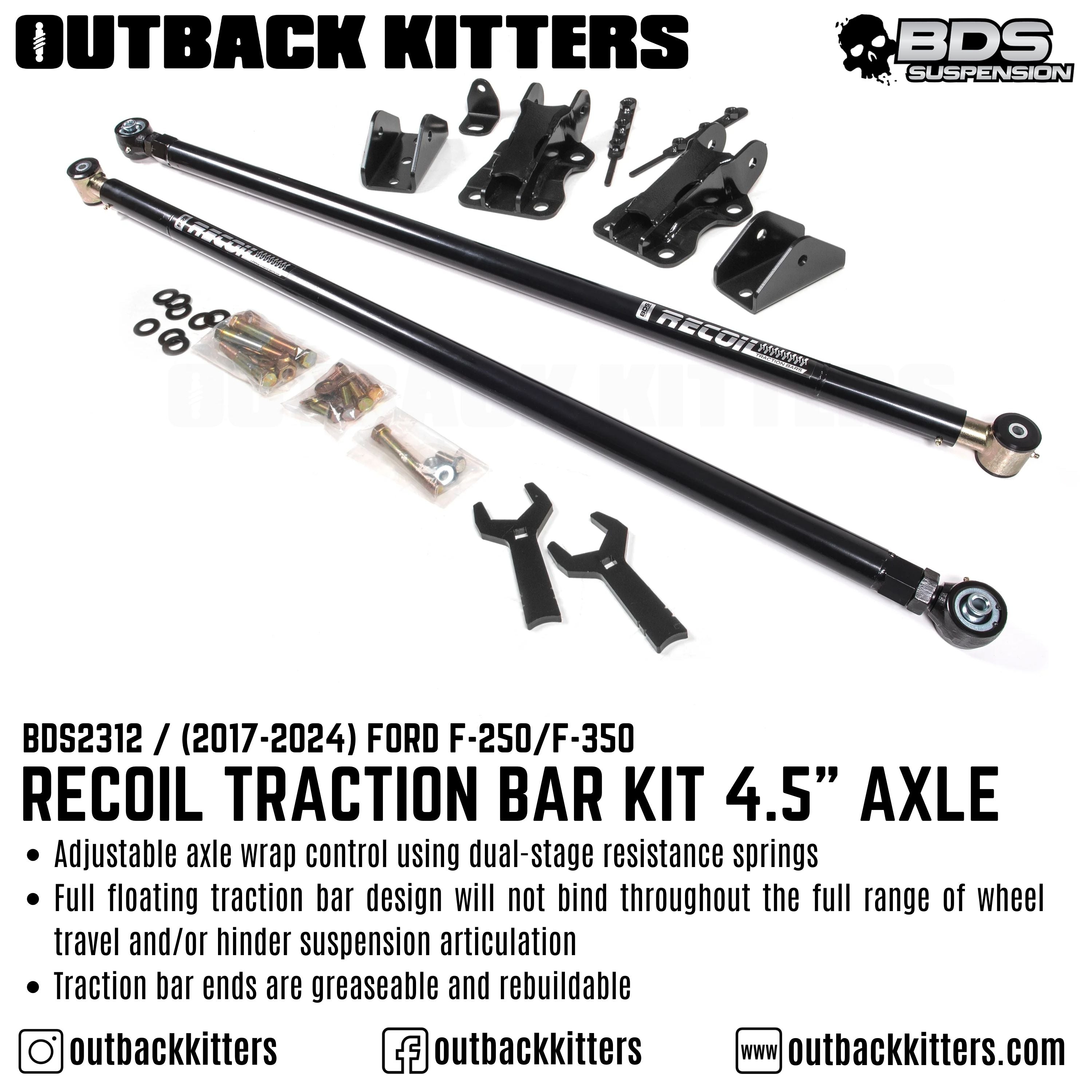 2017-2023 Ford F250/350 Recoil Traction Bar Kit - 4.5in Axle - Outback Kitters