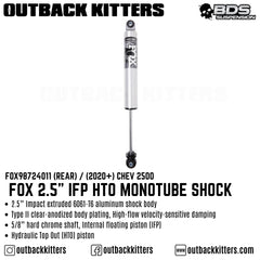 Fox 2.5" IFP HTO Monotube Shock (Rear) to suit 2011+ Chev 2500 - Outback Kitters