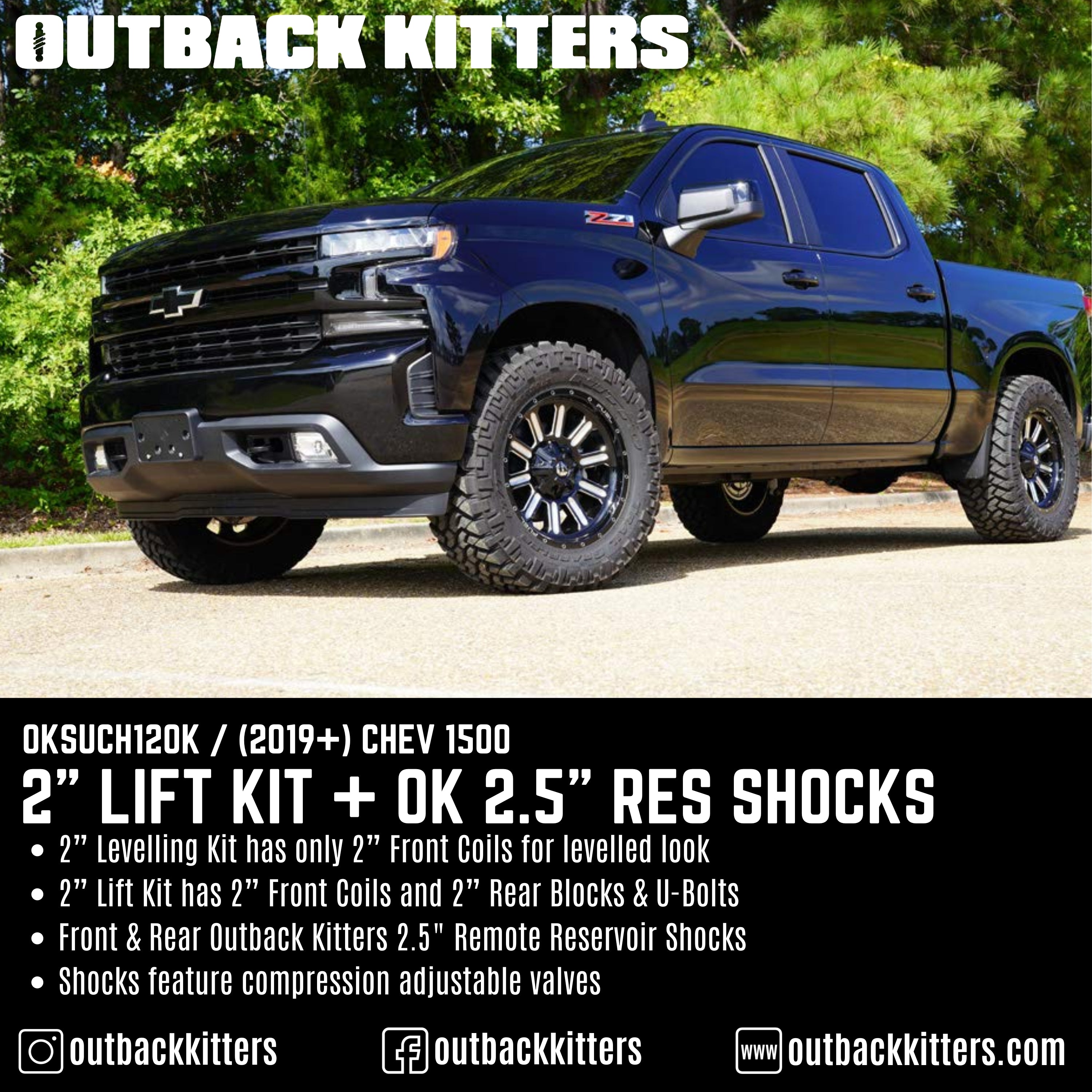 Outback Kitters 2" Levelling Kit for 2019+ Chevy Silverado 1500 - Outback Kitters