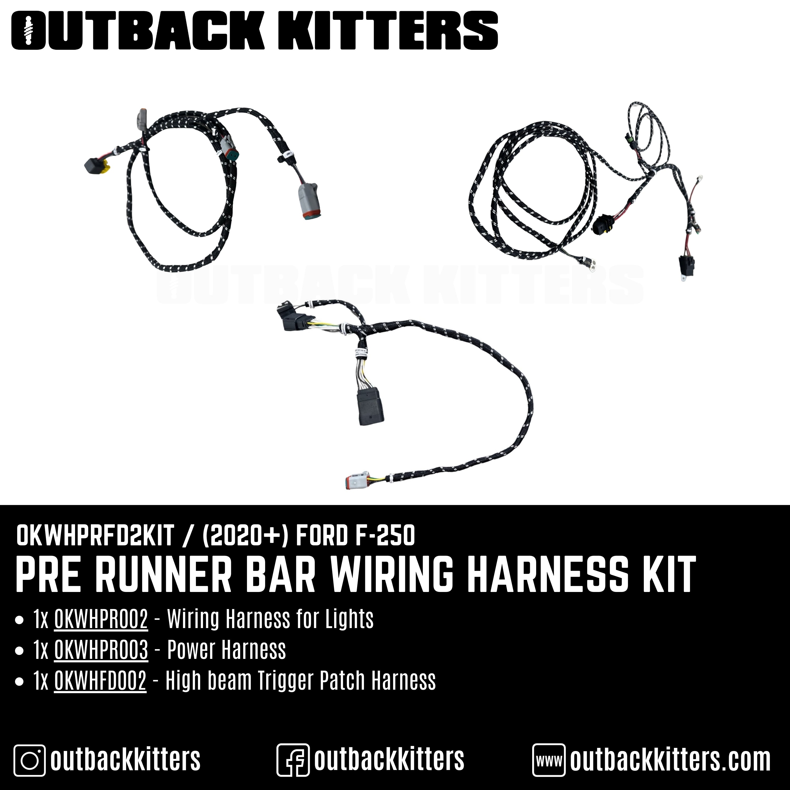 Pre Runner Bar Wiring Harness Kit for (2020+) Ford F-250 - Outback Kitters
