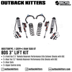 BDS Suspension 3" Lift Kit for Ram 1500 DT with Fox 2.5 Performance Elite Shocks - Outback Kitters