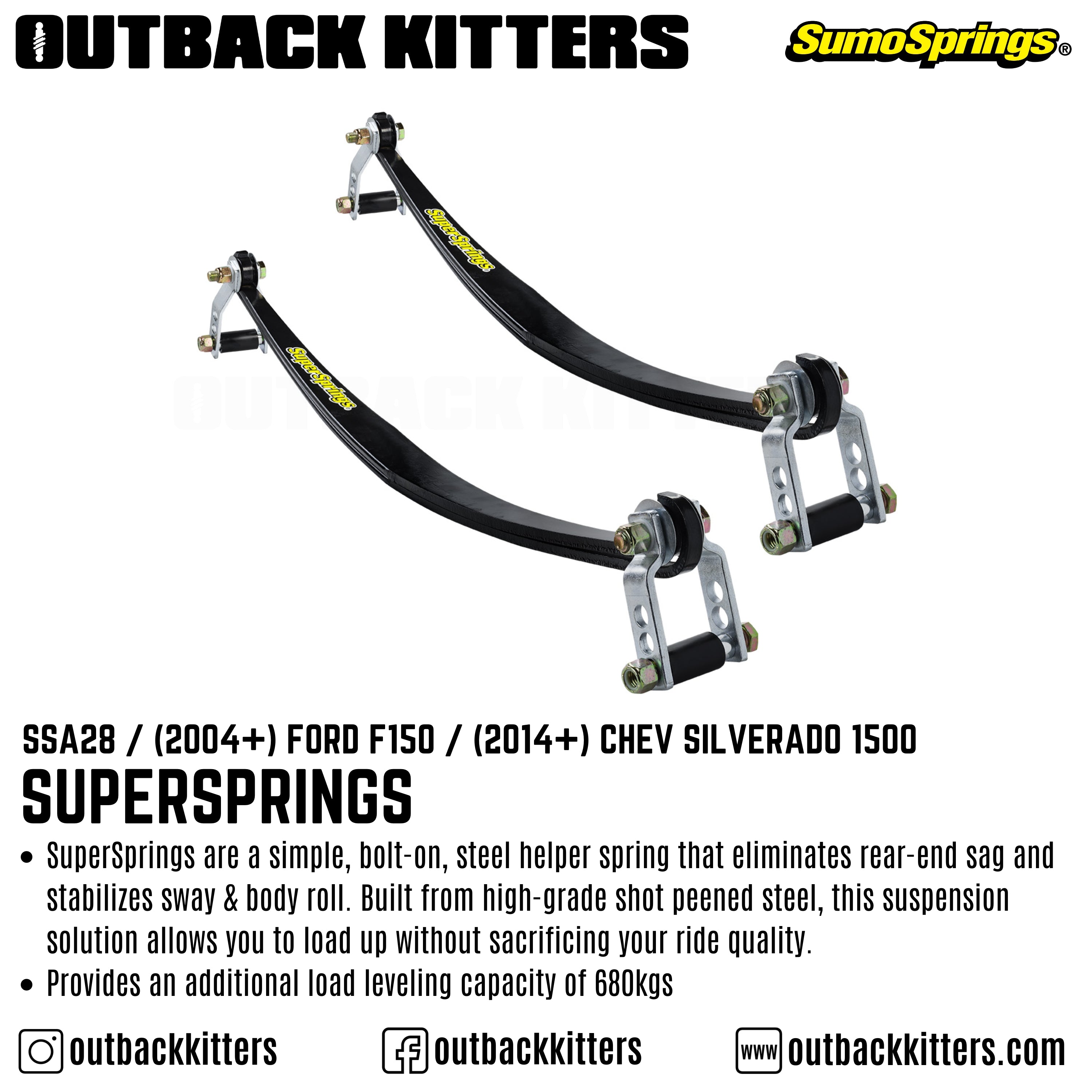 SuperSprings to suit 2004+ Ford F150 / 2014+ Chev Silverado 1500 - Outback Kitters