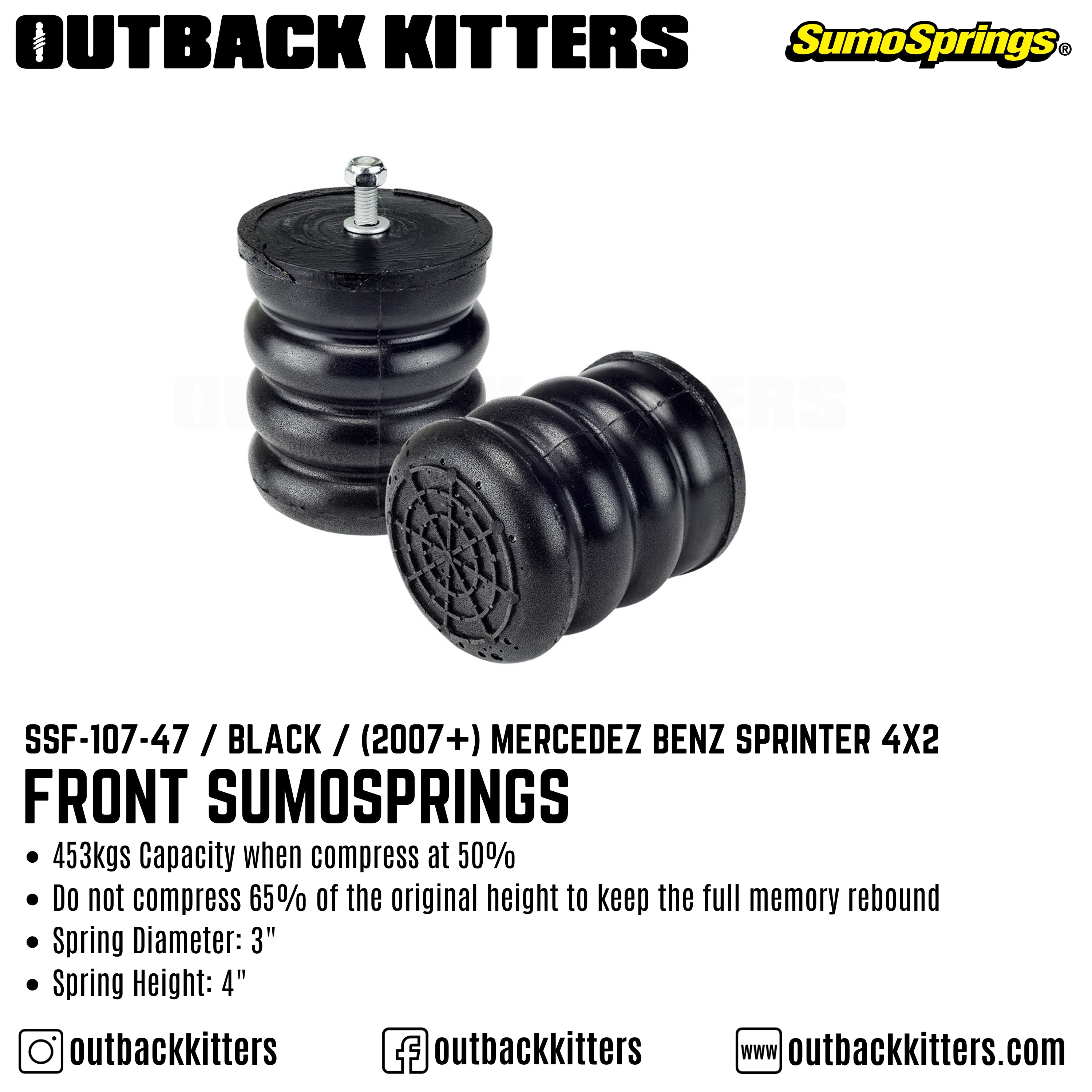 Front SumoSprings to suit 2007-Present Mercedez Benz Sprinter 4x2 - Outback Kitters