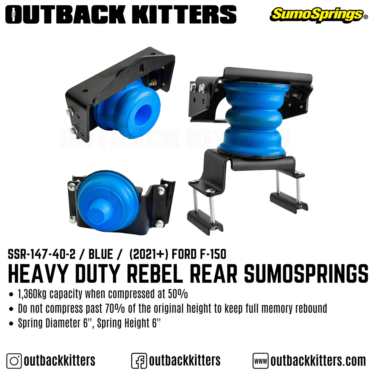 Heavy Duty Rebel Rear SumoSprings to suit 2021+ Ford F150 - Outback Kitters