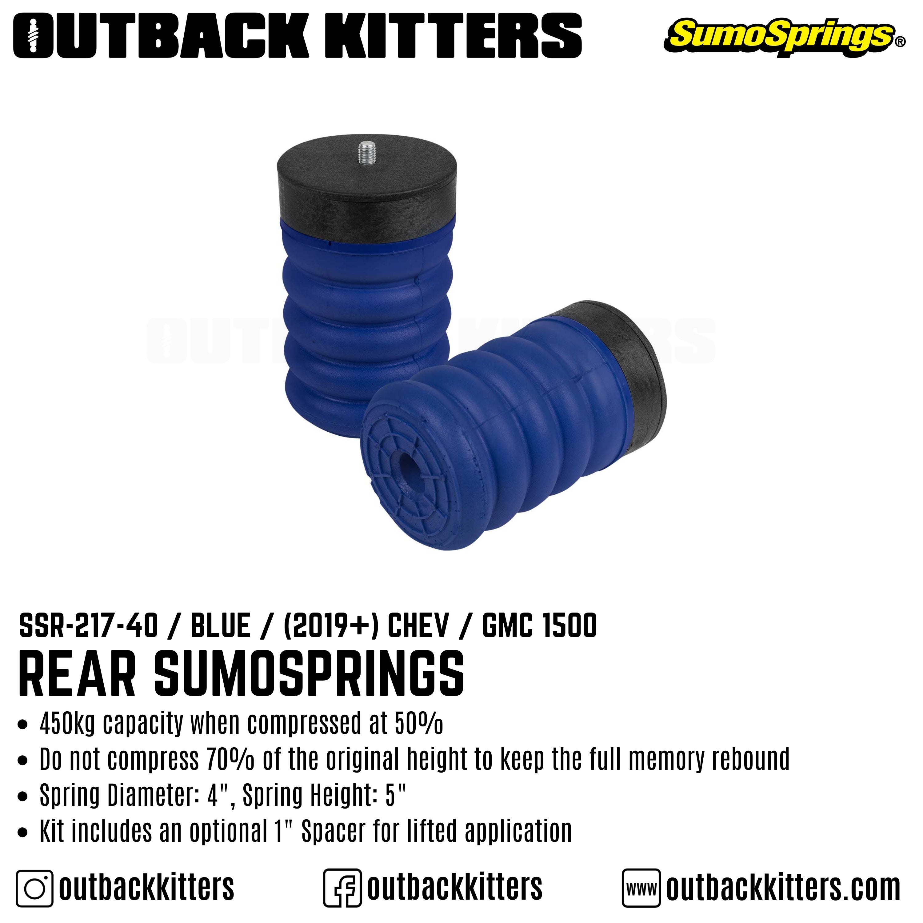 Rear SumoSprings to suit 2019+ Chevrolet Silverado 1500 - Outback Kitters