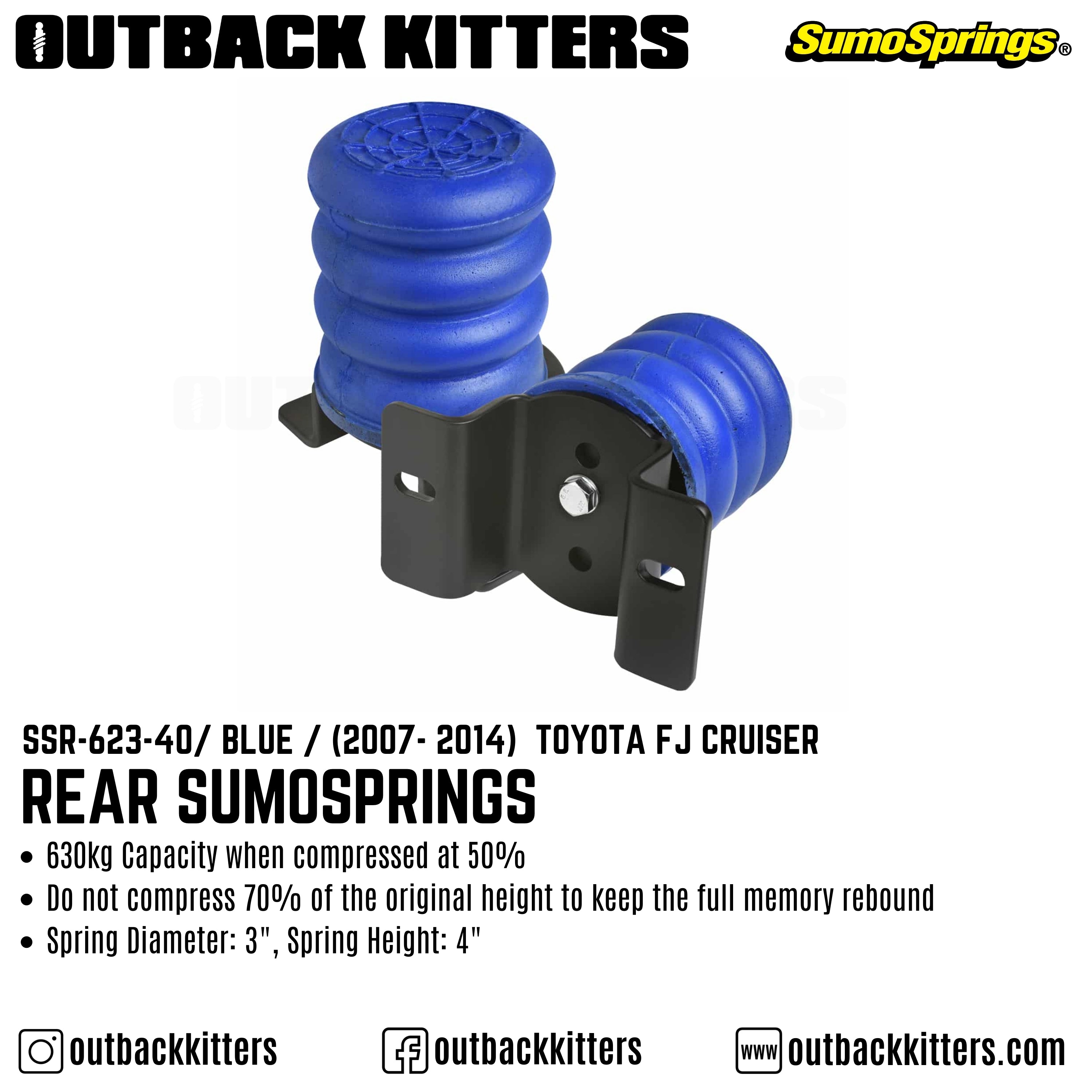 Rear SumoSprings to suit Toyota Landcruiser 100/150 Series / FJ Cruiser - Outback Kitters