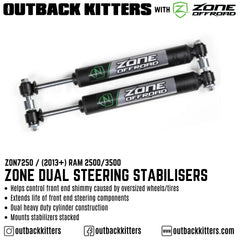 OK with Zone Offroad Dual Steering Stabiliser Kit for 2013+ Ram 2500/3500 - Outback Kitters