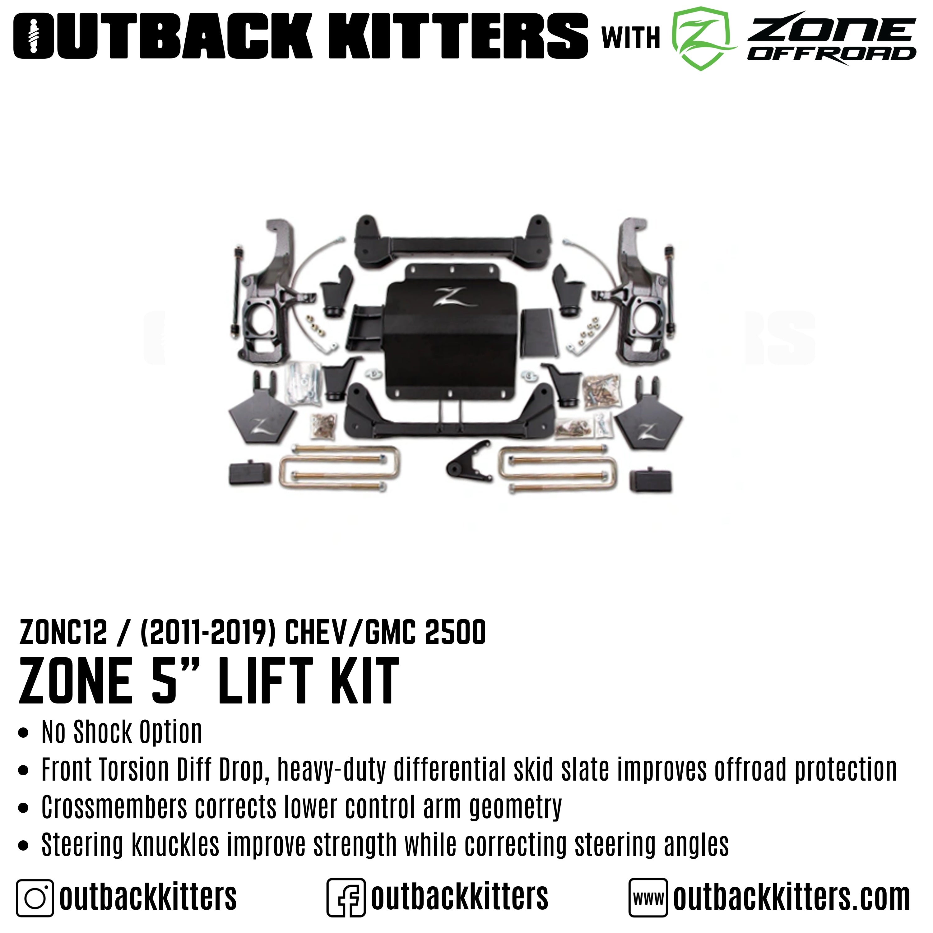 OK with Zone Offroad 5" Lift Kit for 2011-2019 Chev/GMC 2500 - Outback Kitters