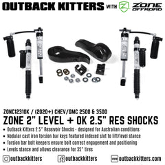 OK with Zone Offroad 2" Levelling Kit for 2011+ Chev/GMC 2500 - Outback Kitters