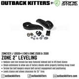 OK by Zone 2" Levelling Kit + Outback Kitters 2.5" Reservoir Shocks for 2020+ Chev/GMC 2500 - Outback Kitters