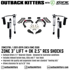 OK with Zone Offroad 3" Lift Kit for 2011-2019 Chev/GMC 2500 - Outback Kitters