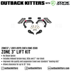 OK with Zone Offroad 3" Lift Kit for 2011-2019 Chev/GMC 2500 - Outback Kitters