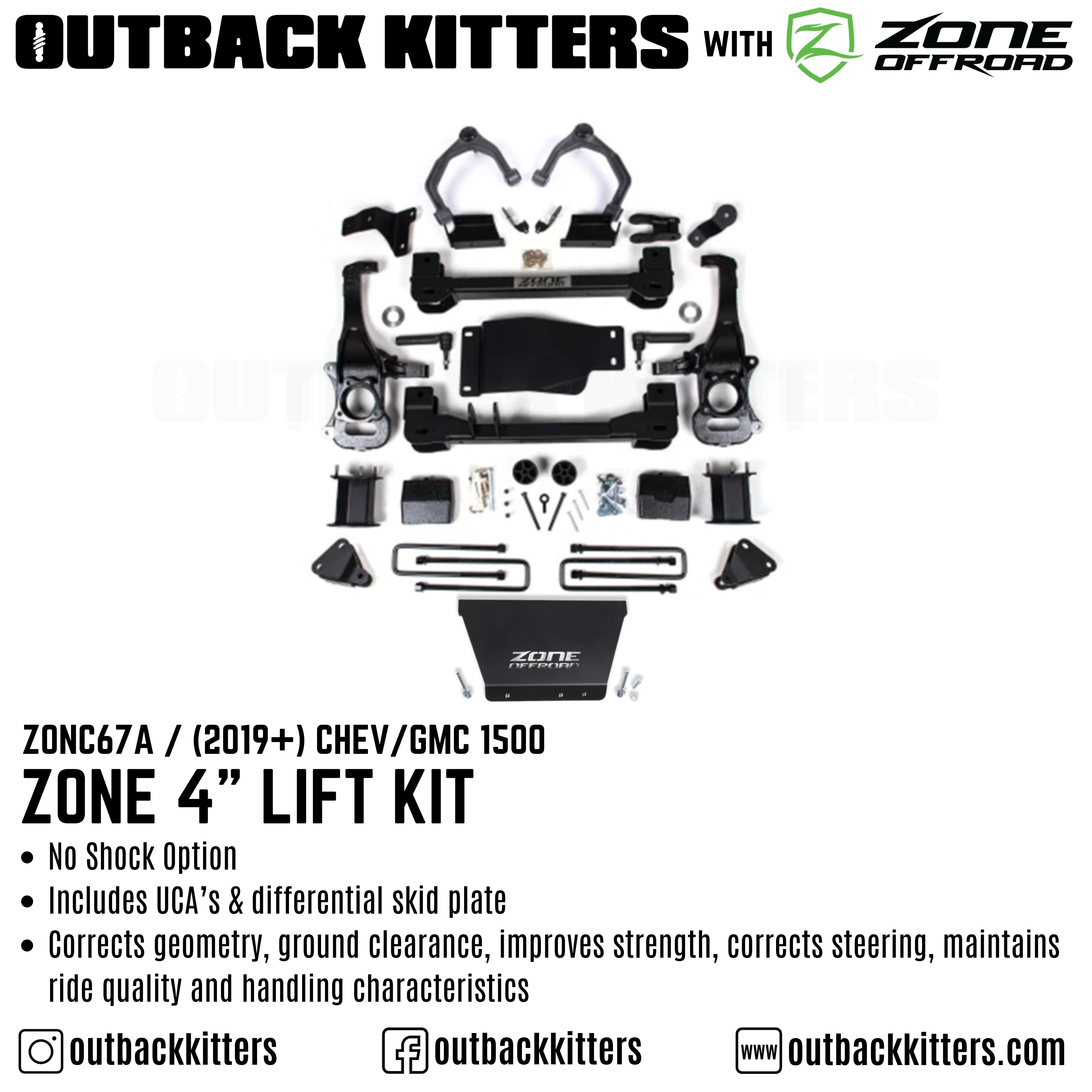 OK with Zone Offroad  4” Lift Kit for 2019+ Chev/GMC 1500 - Outback Kitters