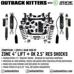 OK with Zone Offroad 4" Lift Kit for 2019+ Ram 1500 DT - Outback Kitters