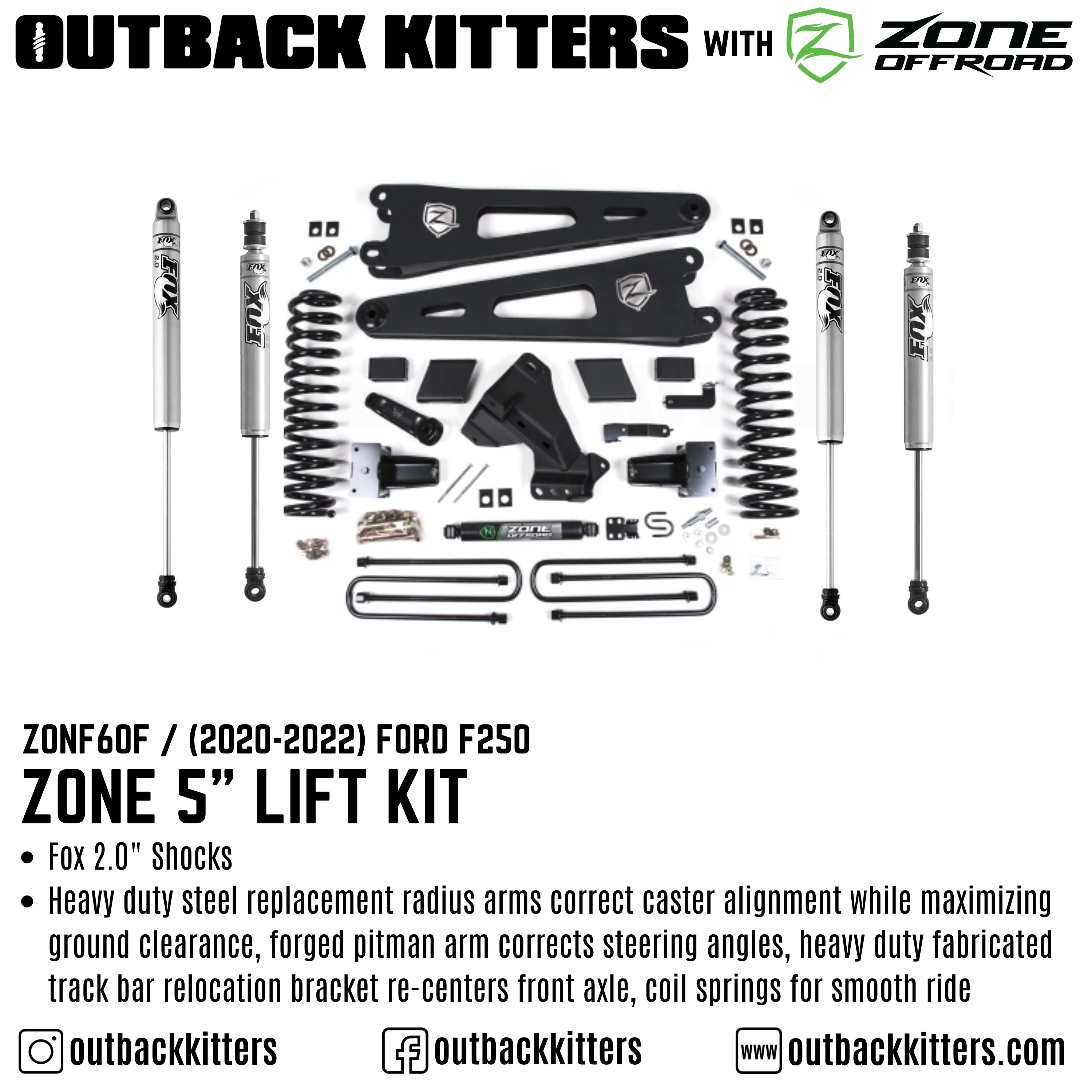 OK with Zone Offroad 5" Lift Kit for 2020-2022 Ford F250 - Outback Kitters