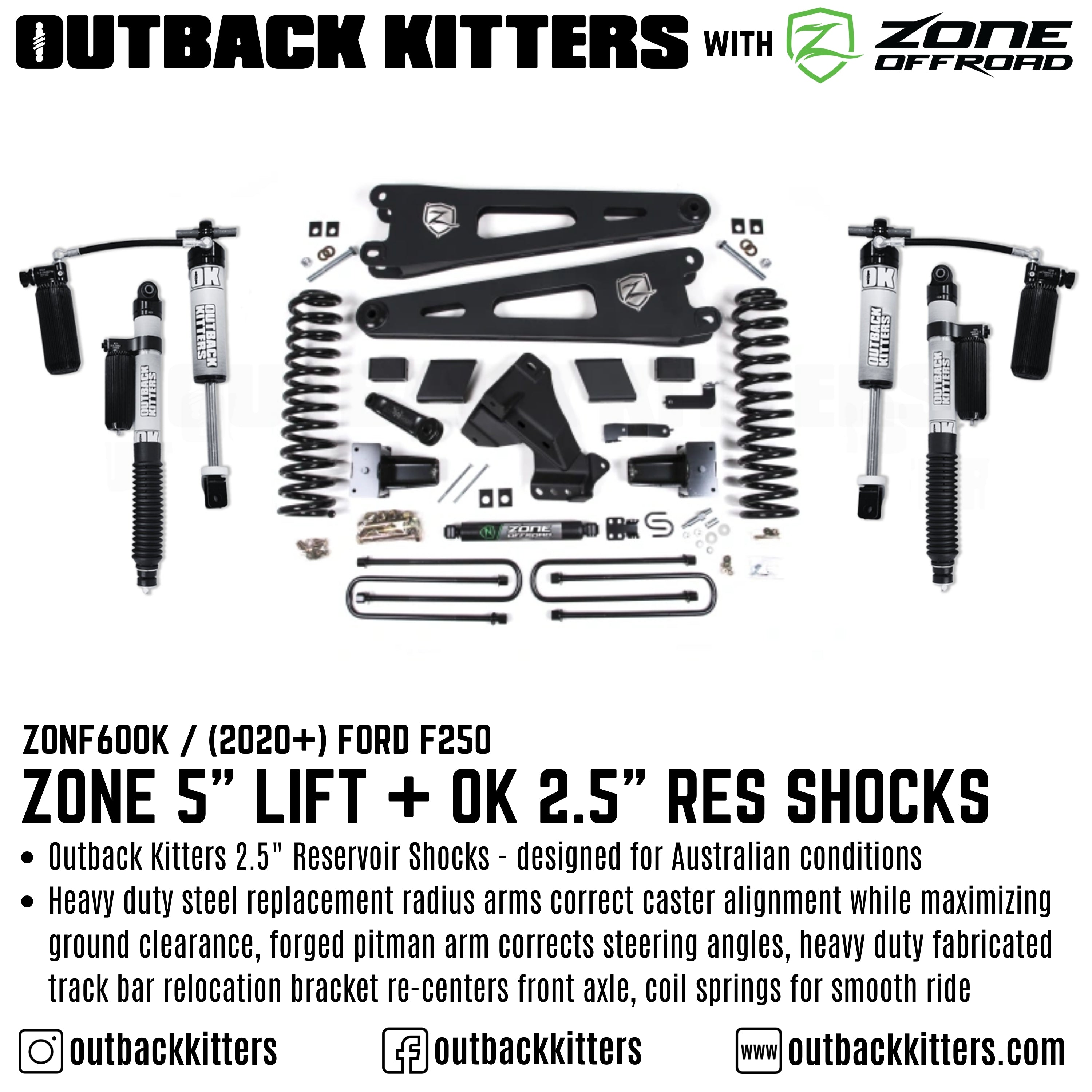OK with Zone Offroad 5" Lift Kit for 2020-2022 Ford F250 - Outback Kitters