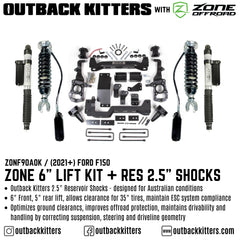 OK with Zone Offroad 6" Levelling Kit for 2021+ Ford F150 - Outback Kitters