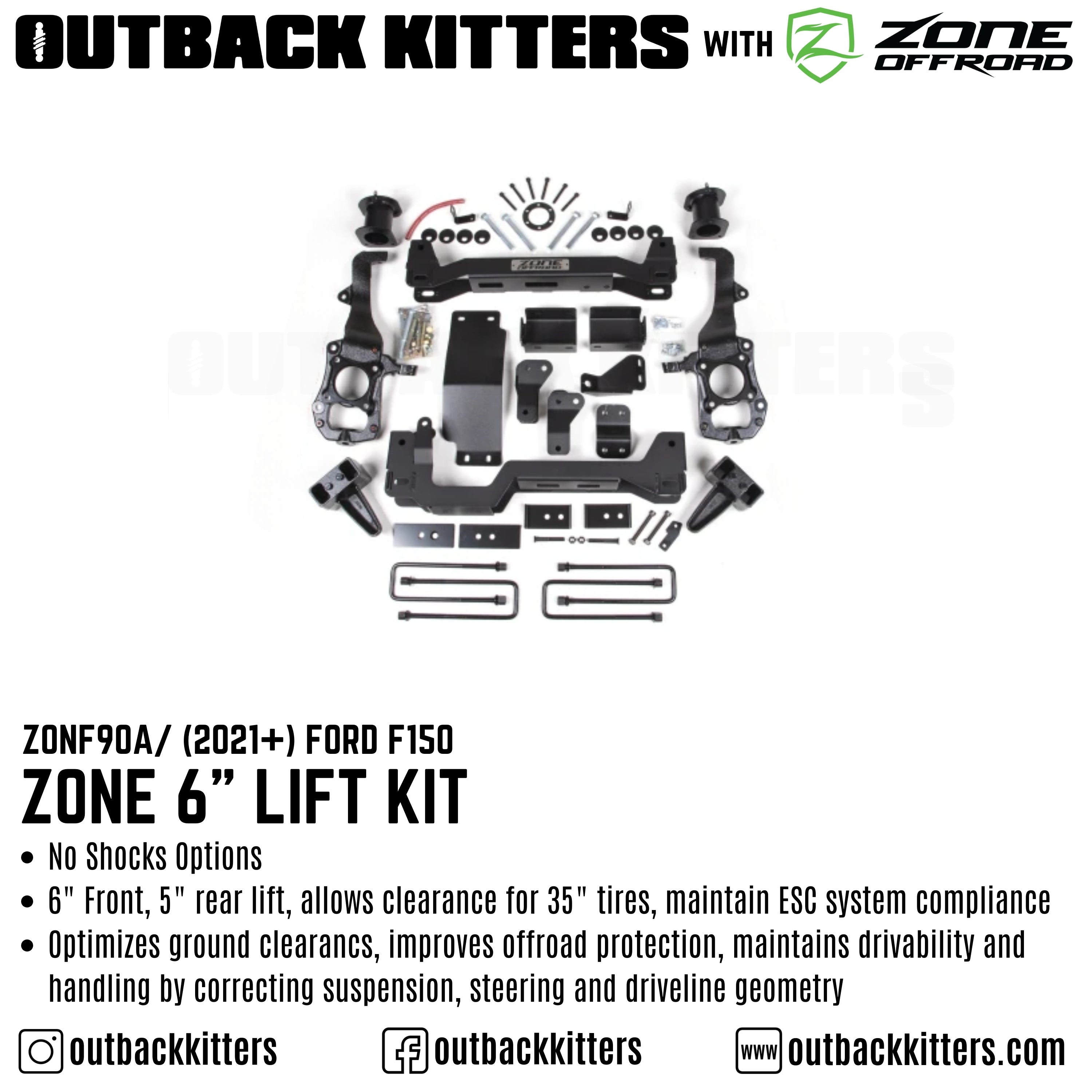OK with Zone Offroad 6" Levelling Kit for 2021+ Ford F150 - Outback Kitters