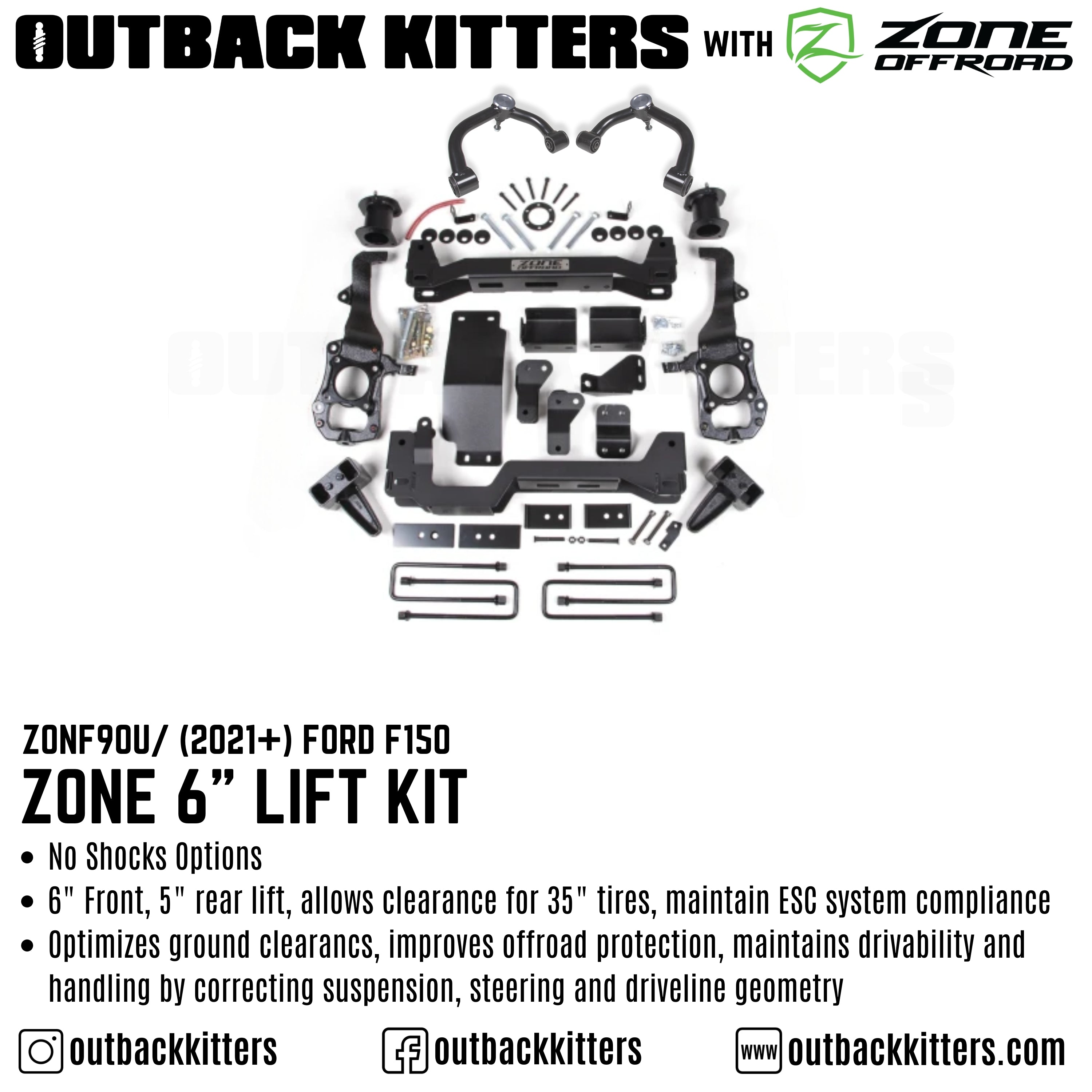 OK with Zone Offroad 6" Levelling Kit for 2021+ Ford F150 - Outback Kitters