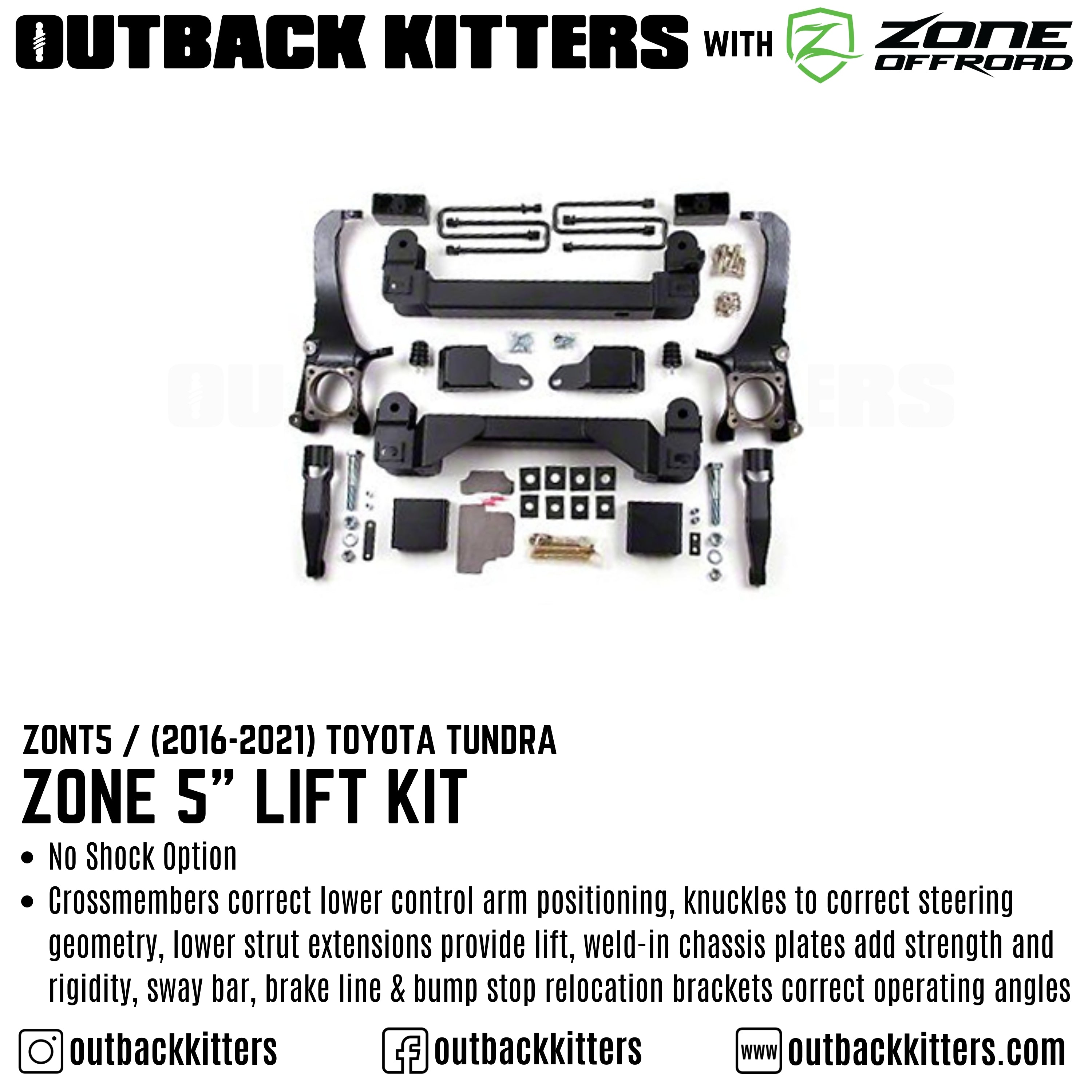 OK with Zone Offroad 5" Lift Kit for 2007-2021 Toyota Tundra - Outback Kitters
