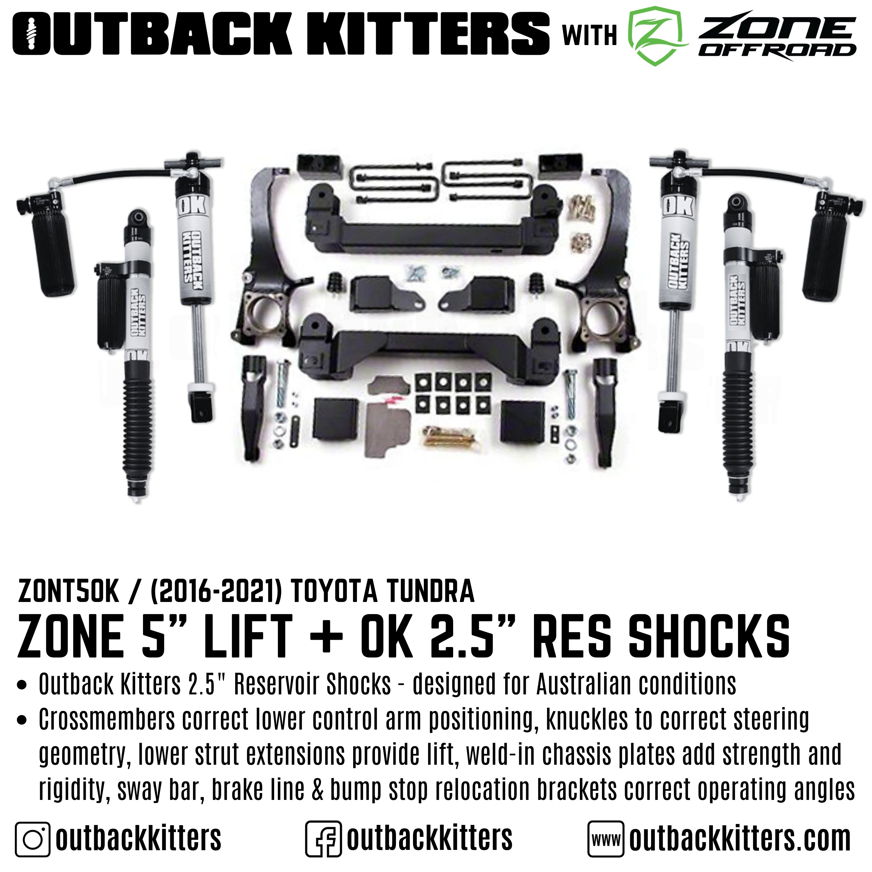 OK with Zone Offroad 5" Lift Kit for 2007-2021 Toyota Tundra - Outback Kitters