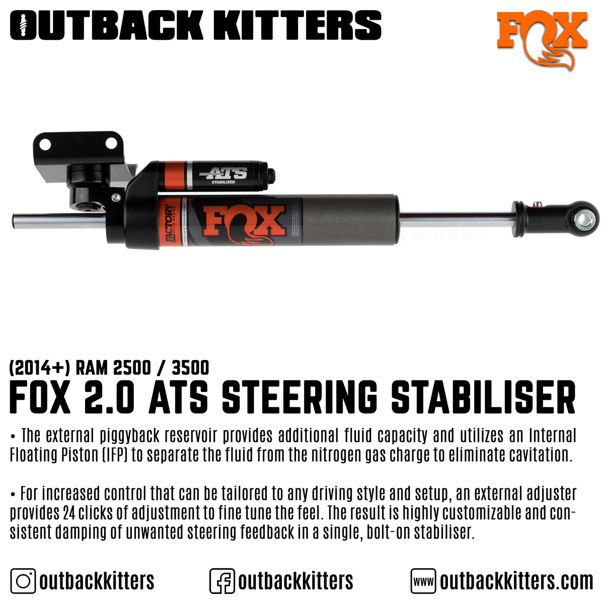 2014+ Ram 2500/3500 Race Series 2.0 ATS Steering Stabiliser - Outback Kitters