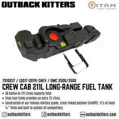 2017-2019 Chevy Silverado / GMC 2500 / 3500 Crew Cab 212L Long Range Fuel Tank - Outback Kitters