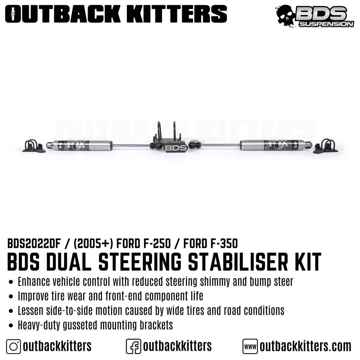 BDS Suspension Dual Steering Stabiliser Kit for 2005+ Ford F250/350