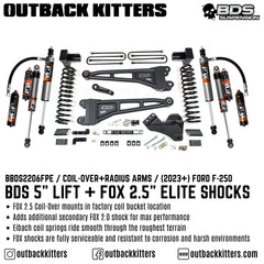 BDS Suspension 5" Coil Over Lift Kit with Radius Arms for 2023+ Ford F-250 - Outback Kitters