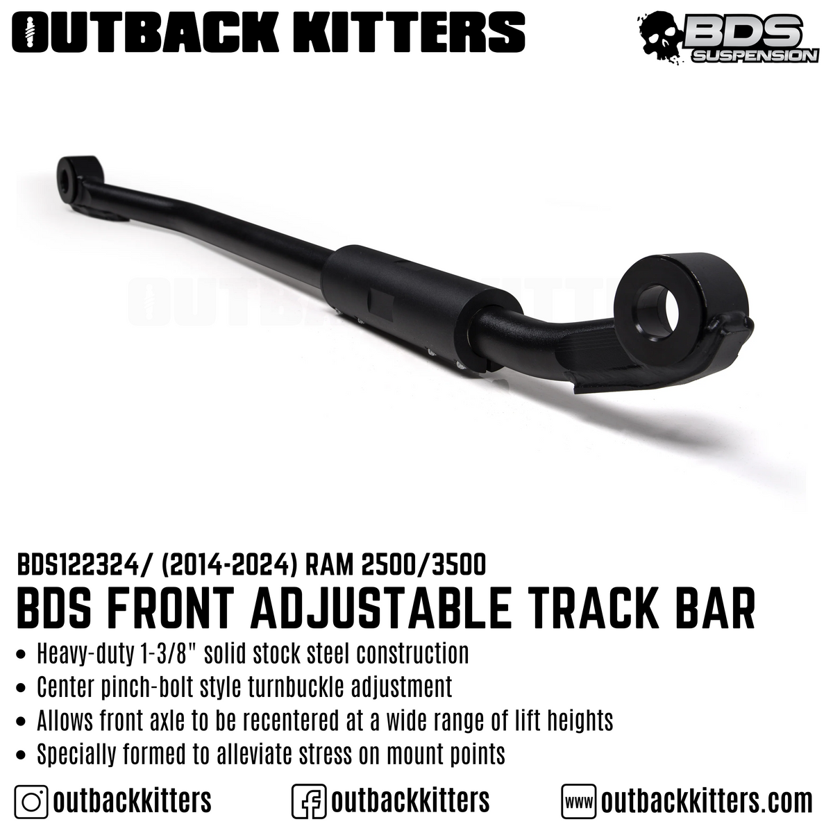 BDS Suspension Front Adjustable Track Bar for Ram 2500 (2014+) - Outback Kitters