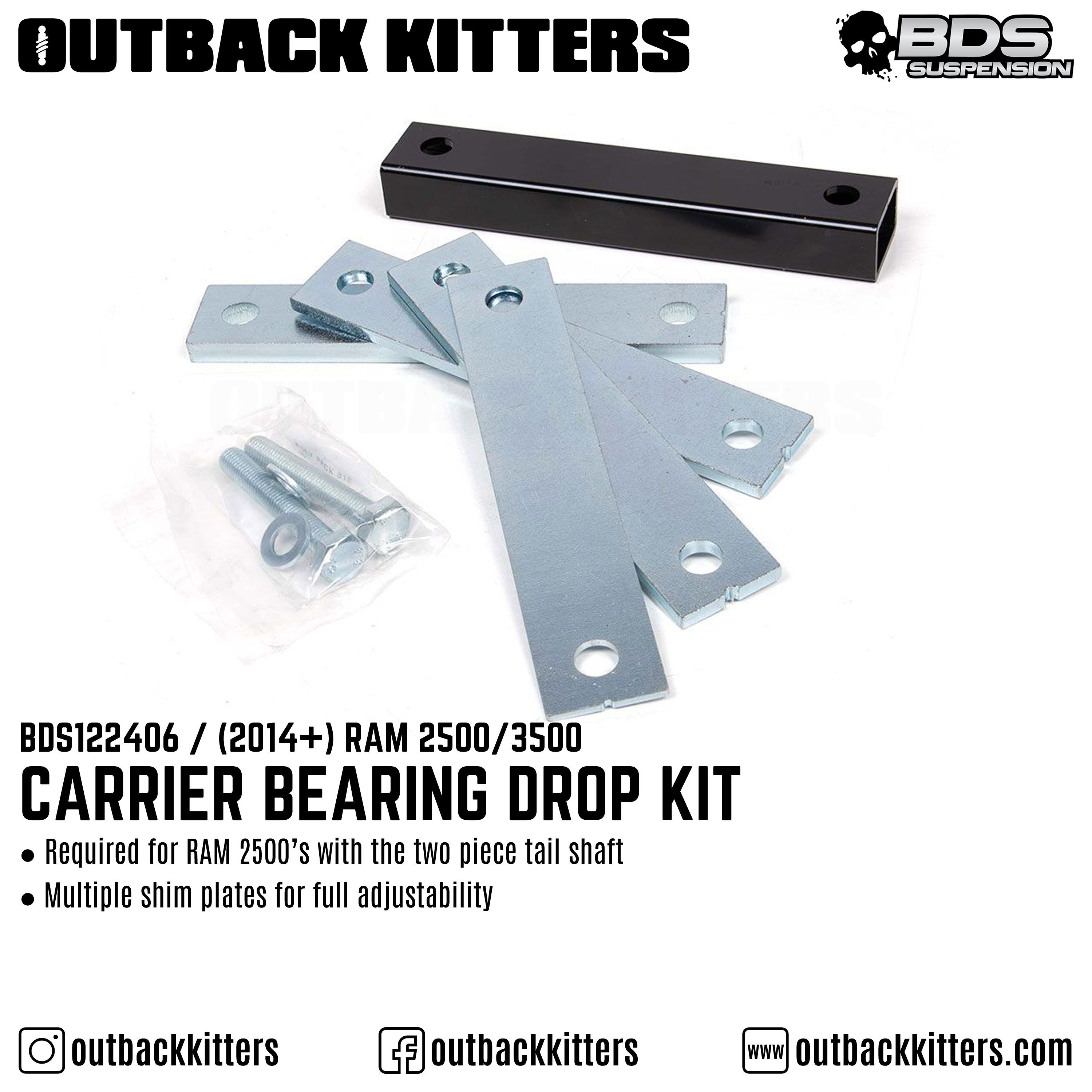 2014+ RAM 2500/3500 - BDS Suspension Carrier Bearing Drop Kit - Outback Kitters