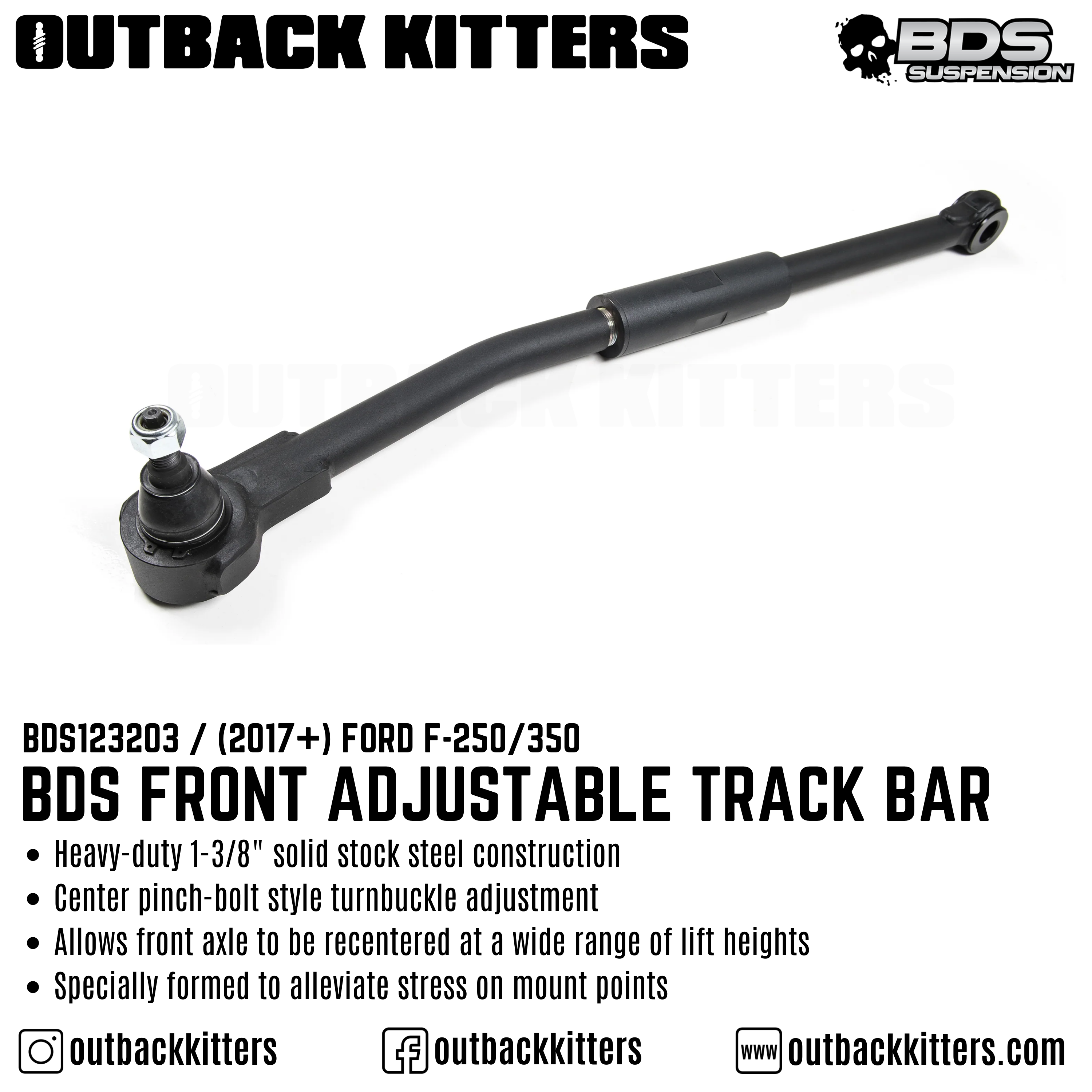 BDS Suspension Front Adjustable Track Bar for Ford F250 (2017+) - Outback Kitters