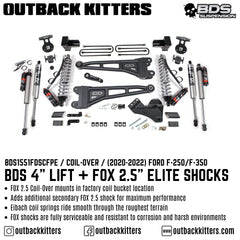 BDS Suspension 4" Coilover Lift Kit for 2020+ Ford F250/F350 - Outback Kitters