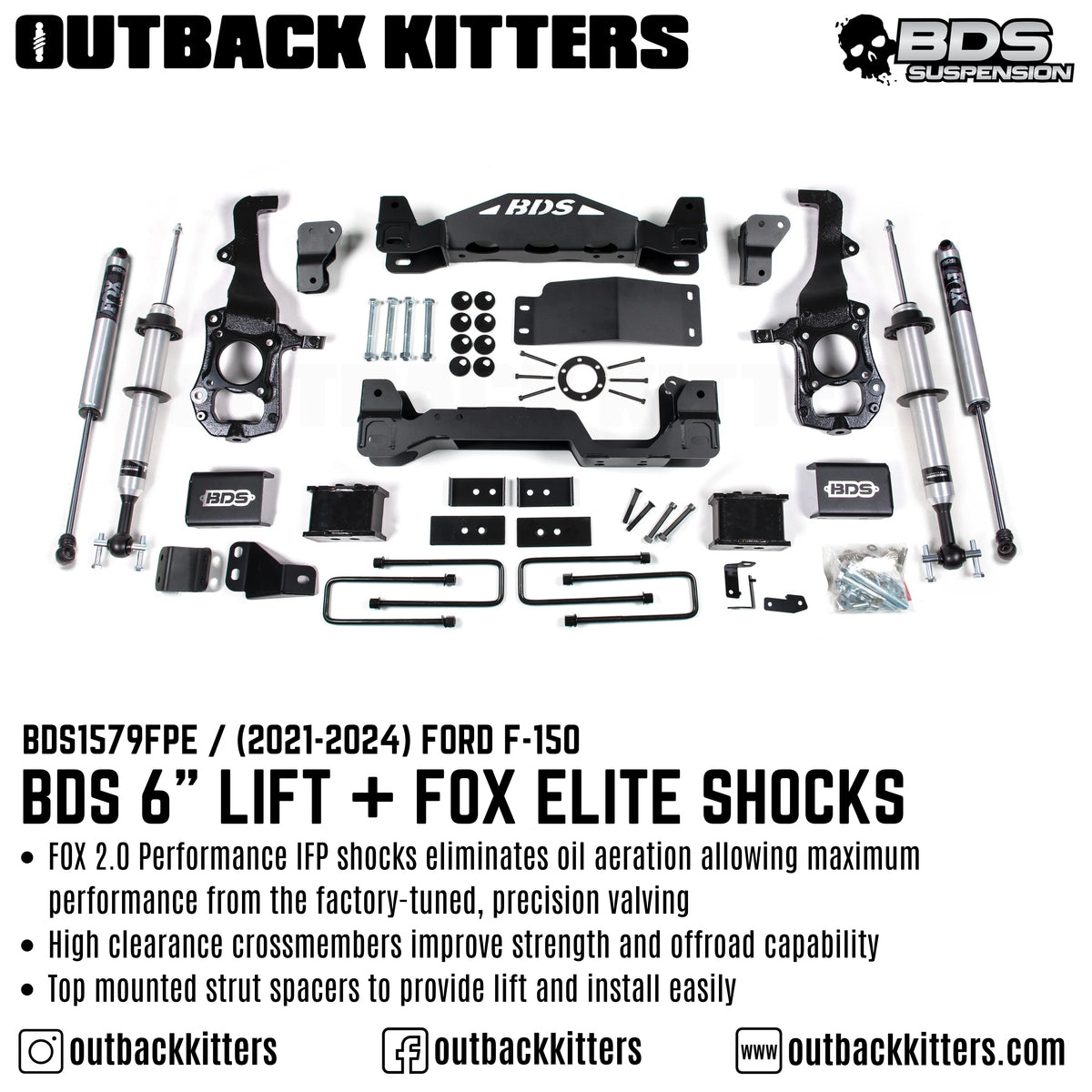 BDS Suspension - 6" Lift Kit for 2021+ Ford F150 with Fox Shocks - Outback Kitters
