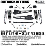 BDS Suspension 3" Lift Kit for 2014-2018 Ram 2500/3500