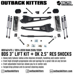 BDS Suspension 3" Lift Kit for 2014-2018 Ram 2500/3500 - Outback Kitters