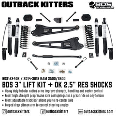 BDS Suspension 3" Lift Kit for 2014-2018 Ram 2500/3500 - Outback Kitters