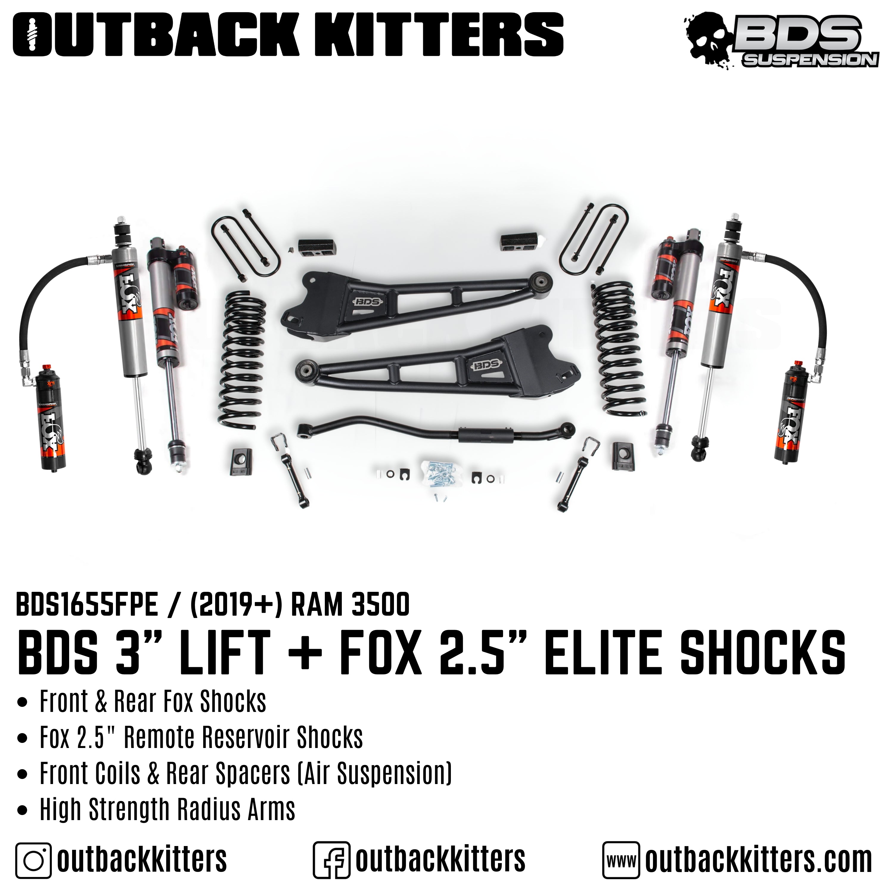 BDS Suspension 3" Lift Kit for 2019+ Ram 3500 - Outback Kitters