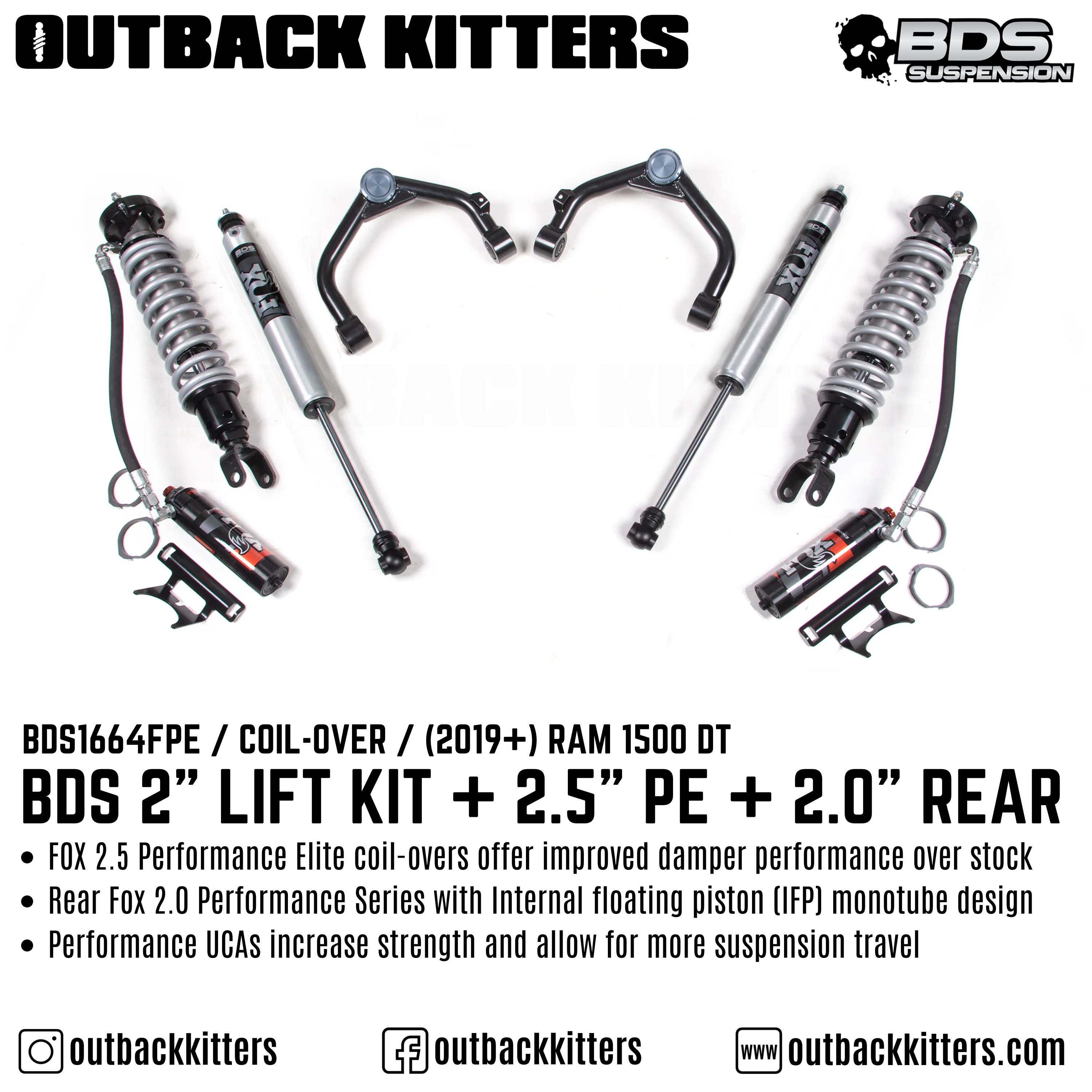 BDS Suspension 2" Lift Kit for Ram 1500 DT (2019+) - Outback Kitters