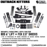 BDS Suspension 6" Lift Kit for 2019+ Ram 2500 with Fox Shocks - Outback Kitters