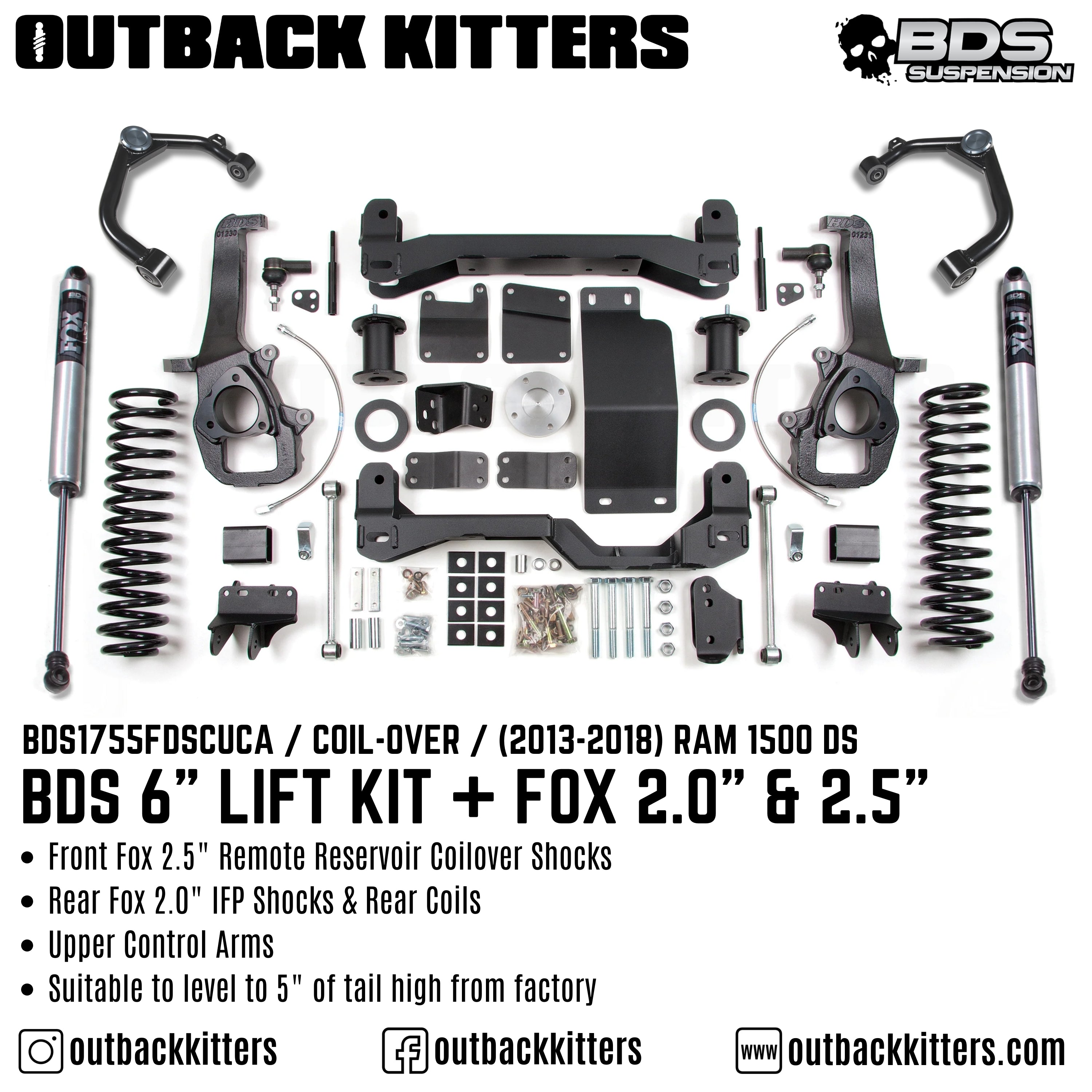 BDS Suspension 6" Lift Kit for Ram 1500 DS - Outback Kitters