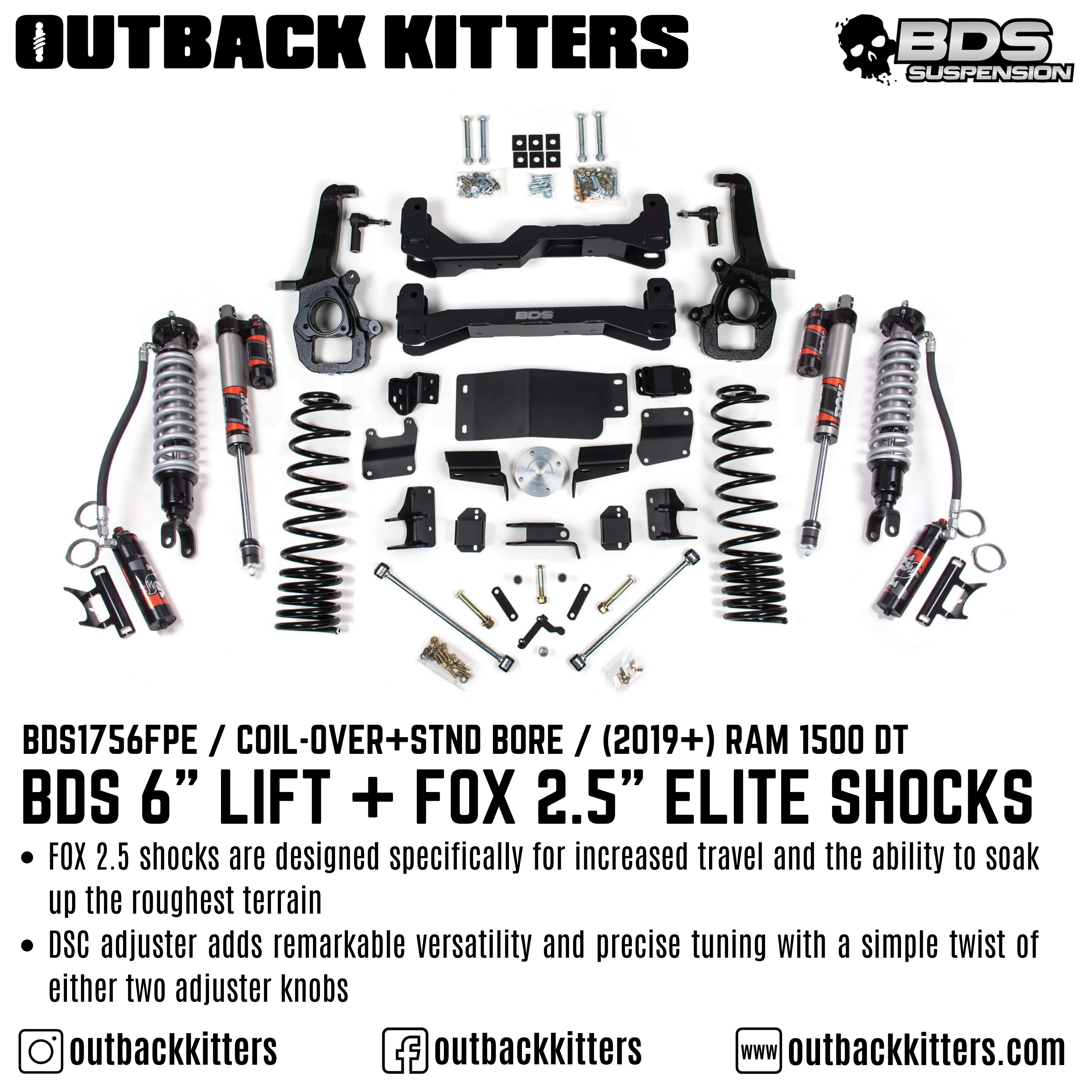 BDS Suspension 6" Lift Kit for Ram 1500 DT - Outback Kitters